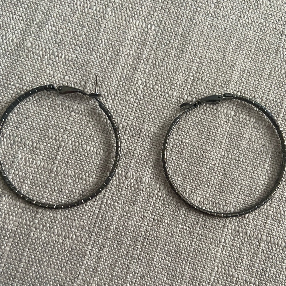 Dark silver hoop earrings